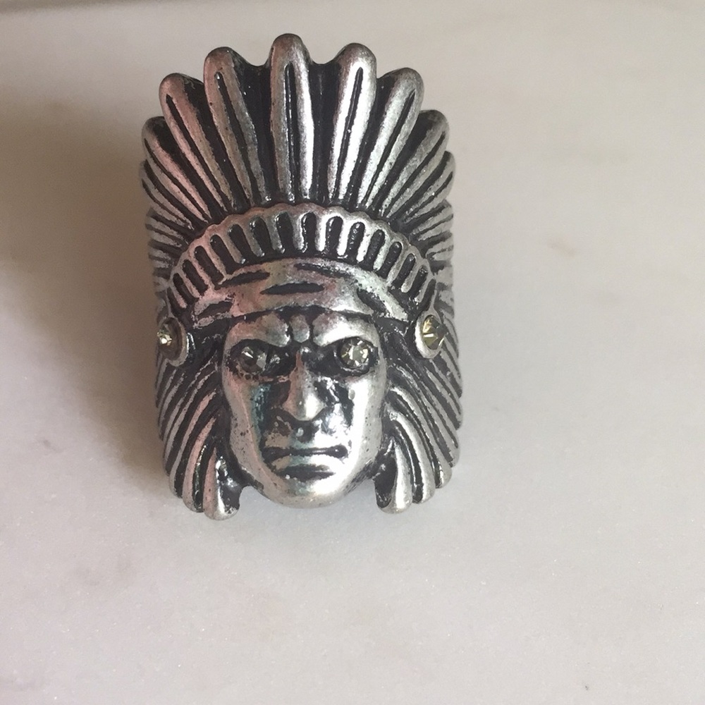 Indian head chief silver ring
